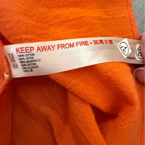 Free People Orange Smocked Elastic Waist Mini Skirt Pleated Gauze Ruffles Large - Picture 8 of 10